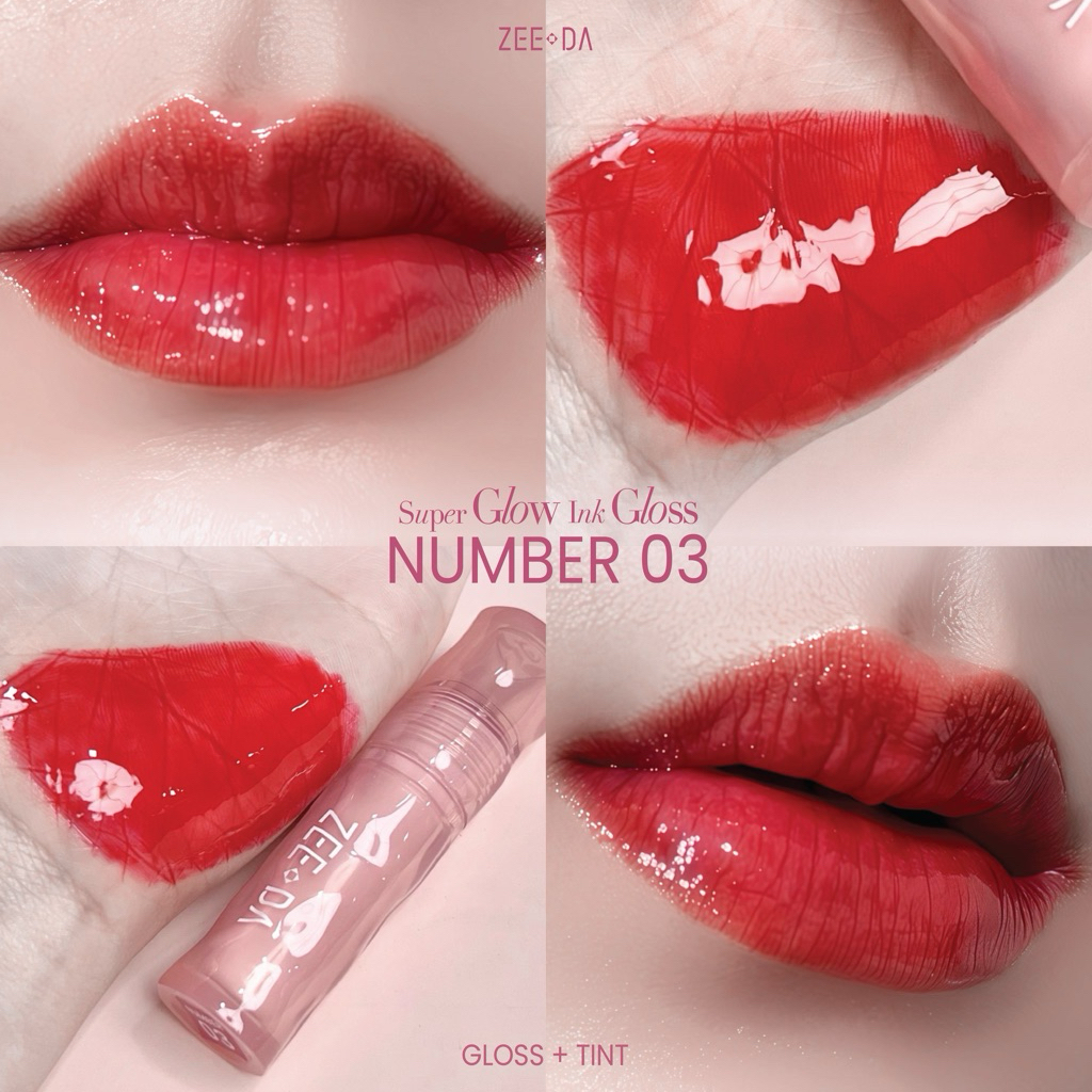 Zeeda super glow ink gloss # 03 เป็นลิปกลอสที่ให้สีติดทนนาน ฉ่ำวาวขั้นสุด บำรุงริมฝีปากนุ่มชุ่มชื้น