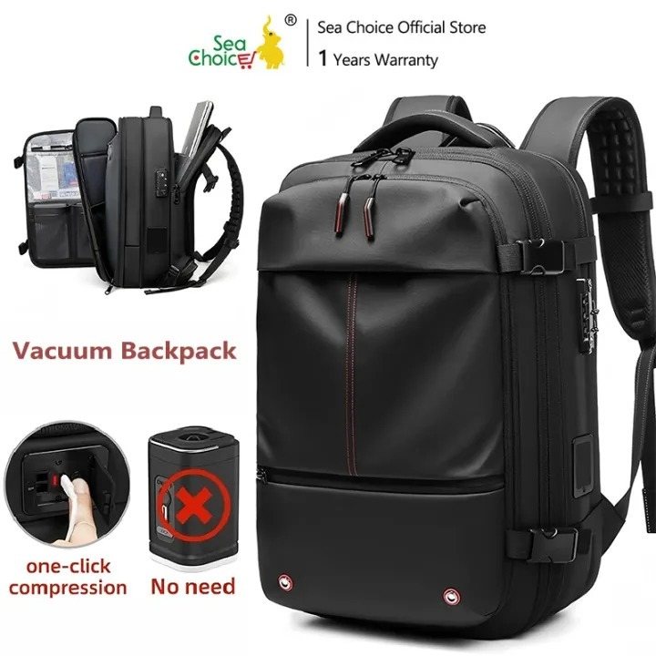 SeaChoice กระเป๋าเป้สะพายหลังแบบสูญญากาศ Air Bag – ขยายข้างได้ กระเป๋าใส่โน้ตบุ๊กสำหรับเดินทางเพื่อธุรกิจ กันน้ำ ล็อคTSA