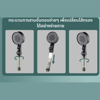 ฝักบัว อาบน้ำ ปรับได้ 5 ระดับ มีตัวกรอง ฝักบัวแรงดันสูง Cotton Micro Filter