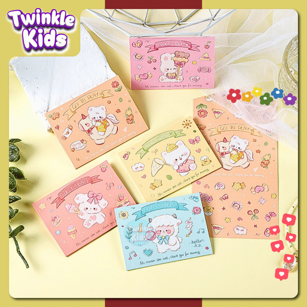 การ์ดอวยพร ซองจดหมายในตัว  การ์ดให้เพื่อน ลูกค้า ลายการ์ตูนคิวท์