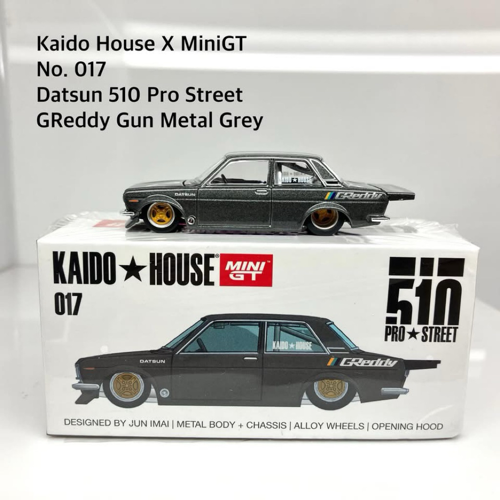 MiniGT No. KHMG017 Kaido House Datsun 510 Pro Street GREDDY Gun Metal Grey