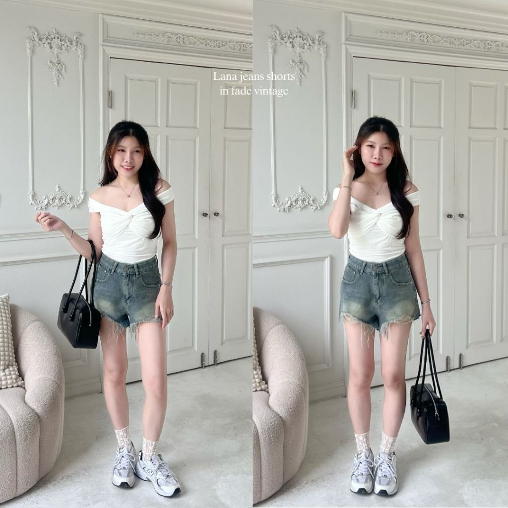 Beberlin กางเกงยีนส์ขาสั้น ทรงขาด แนวเกาหลี / No : 1006 รูปที่ 5