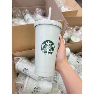 ตรงปก เกรดพรีเมียม Starbucks แก้วเก็บความเย็น สีเขียวมินท์ สแตนเลสแท้ 304 ขนาด 500 ml พร้อมหลอด เก็บอุณหภูมิเก็บร้อน-เย็
