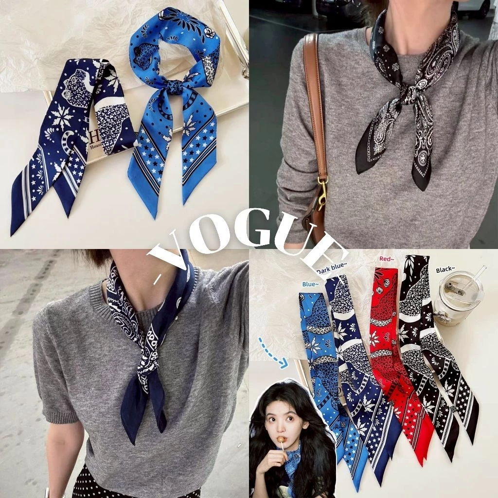 Vogue🌟พร้อมส่ง🌟 ผ้าพันคอ ผ้าเช็ดหน้า ลายโบฮีเมี่ยน สีสดใส (VO-45)