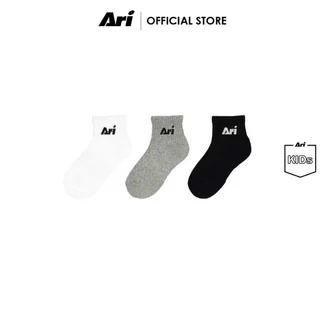 ARI DAILY KIDS QUARTER SOCKS - BLACK/GREY/WHITE (AHW1406-01) ถุงเท้าเด็ก อาริ แพ็ค 3 สีดำเทาขาว
