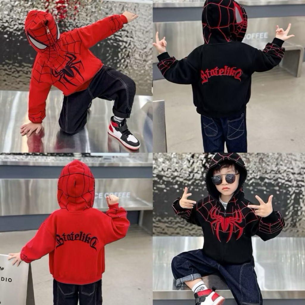 Sweater เสื้อกันหนาวแขนยาวเด็ก(2-12ขวบ)เสื้อกันหนาวมีฮู้ด สไตล์ฮิปฮอป พังก์ แนวสตรีท เนื้อผ้าสำลี สำหรับกันหนาว R419