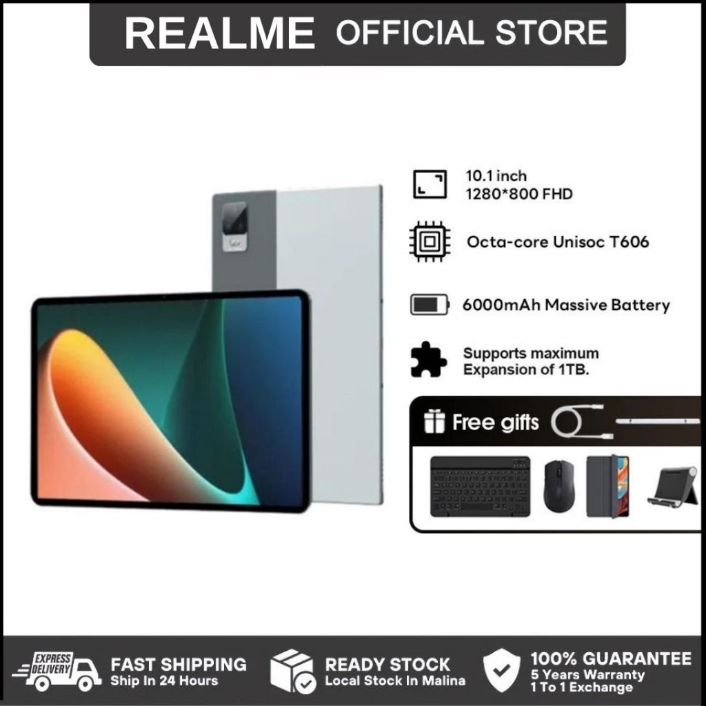 🔥Realme Tablet | หน้าจอ 11.5" ความละเอียด 2K | ชิปเซ็ต Helio G99 | แบตเตอรี่ขนาดใหญ่ 8360mAh | ชาร์จ