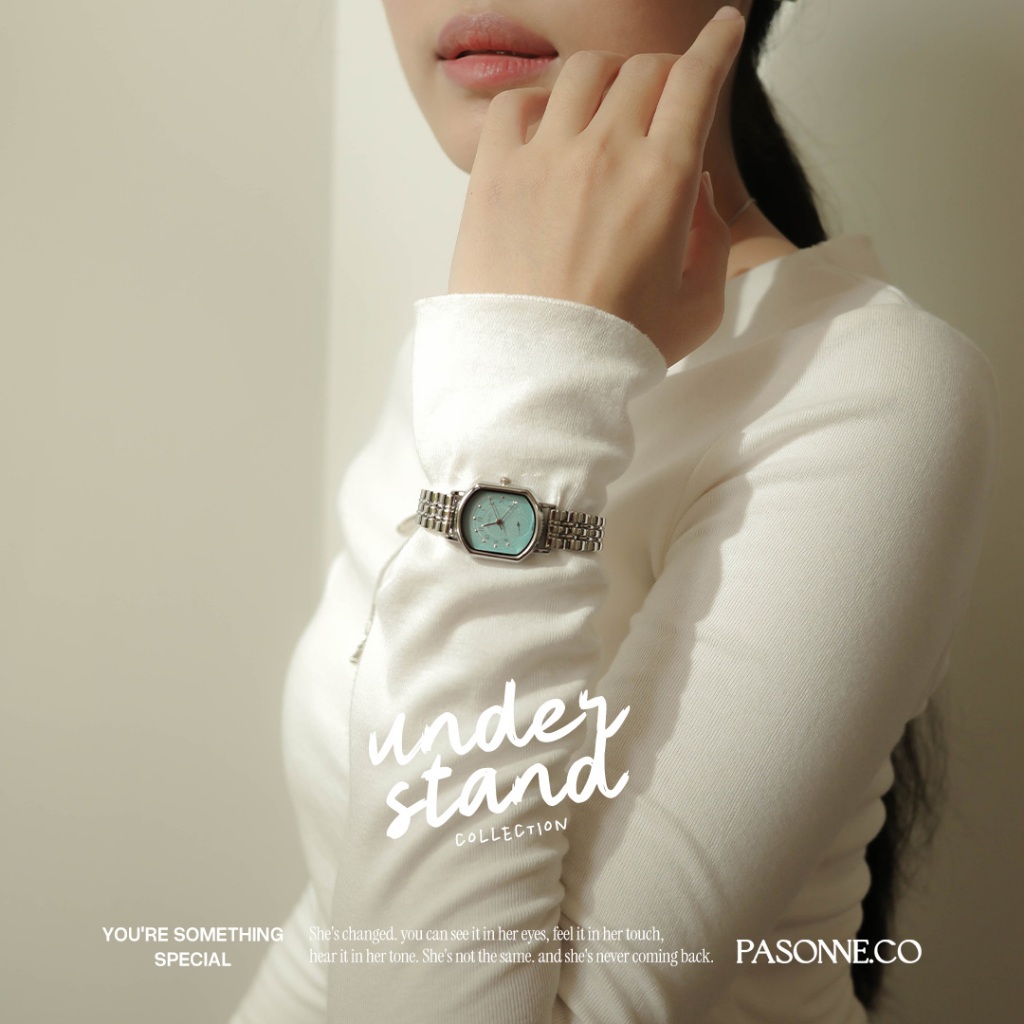 pasonne.co นาฬิกาข้อมือ รุ่น understand สายสีเงิน หน้าปัดทรงเหลี่ยมโค้งมน รูปที่ 4