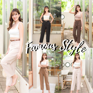 🍒รุ่นGen-Y หูคู่🍒กางเกงหูคู่จีบตะขอหน้าผ้าพอลลี่+มีกระเป๋า ไ…