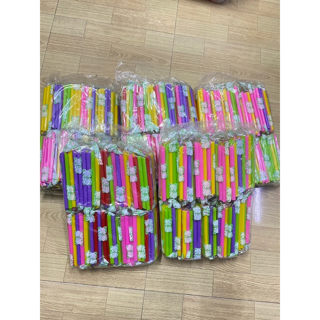 ยกมัด 50 ห่อ (5 แพ็ค) หลอดชานมไข่มุก ไม่หุ้มฟิมล์ มี 3 ขนาด อิงน้ำหนัก 2.5 kg