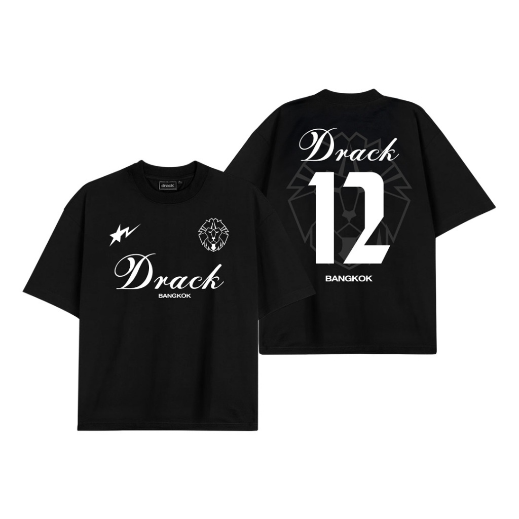 DRACK - TEAM LION สีดำ เสื้อยืดคอกลม