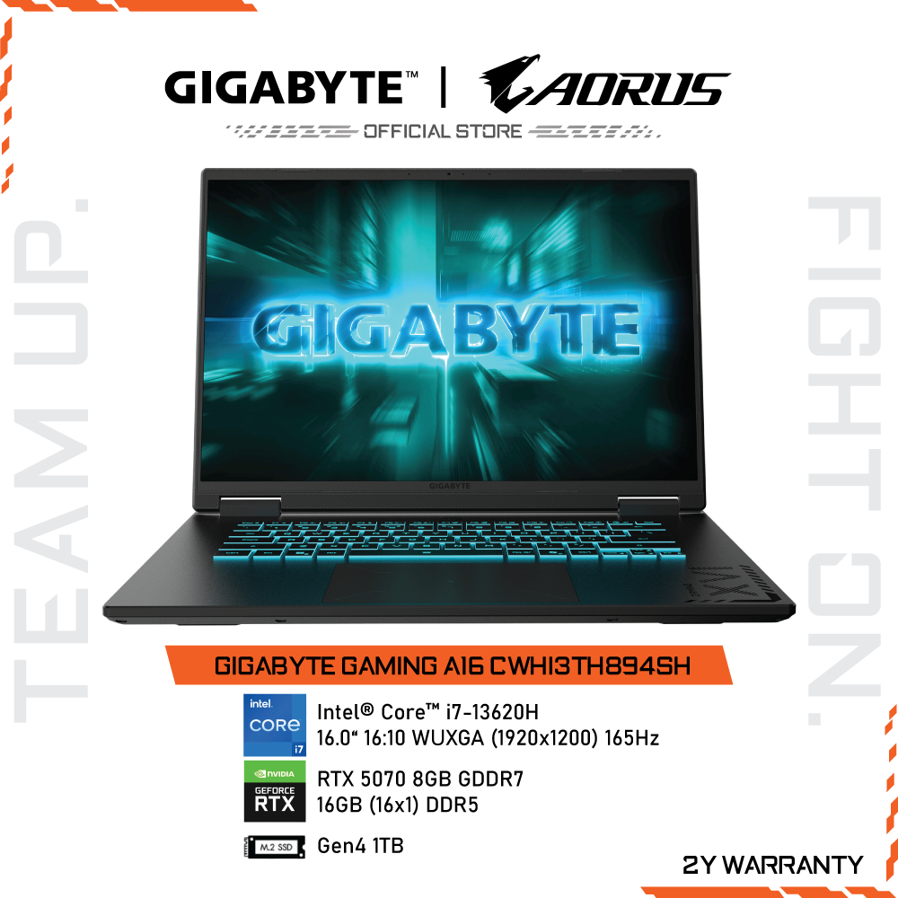 GIGABYTE GAMING A16 CWHI3TH894SH Gaming Notebook 16" | Intel i7-13620H | RTX5070 | RAM 16GB | SSD 1T