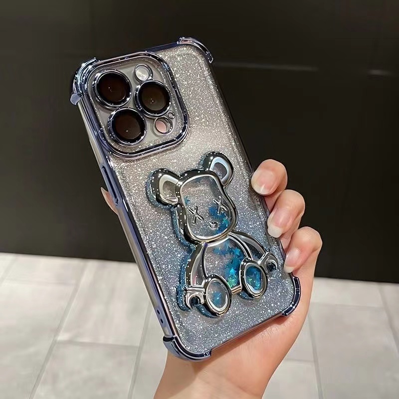 เคส 16promax กริตเตอร์ หรูหรา สำหรับรุ่น iphone 16 15 14 13 11 pro max กันกระแทกมุม ป้องกันกล้อง ลายหมีตู้น้ำ น่ารัก tpu – โปรปัง
