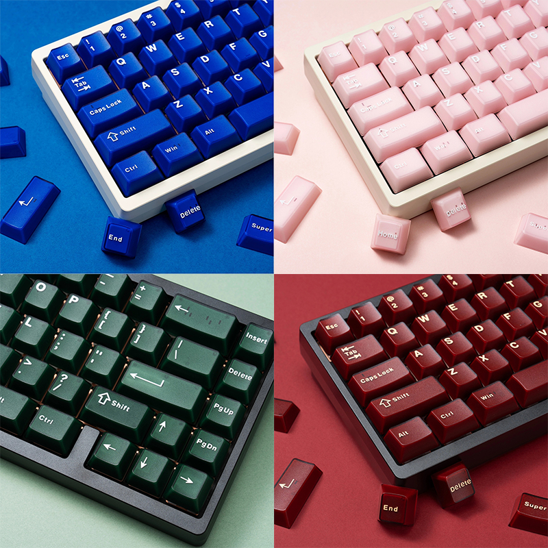 คีย์แคป PYGA 114 ปุ่ม สี Klein Blue วัสดุ PBT โปร่งแสง 4 ด้าน OEM Profile สำหรับคีย์บอร์ดเกมมิ่ง