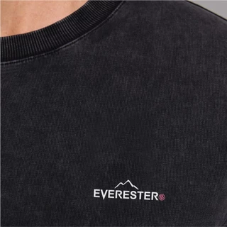 EVERESTER เสื้อคอฟิต วินเทจ เฟดเทาดำ Original Heavy Cotton 100% ฟอกนุ่ม เสื้อผ้า เสื้อยืดผู้ชาย FED