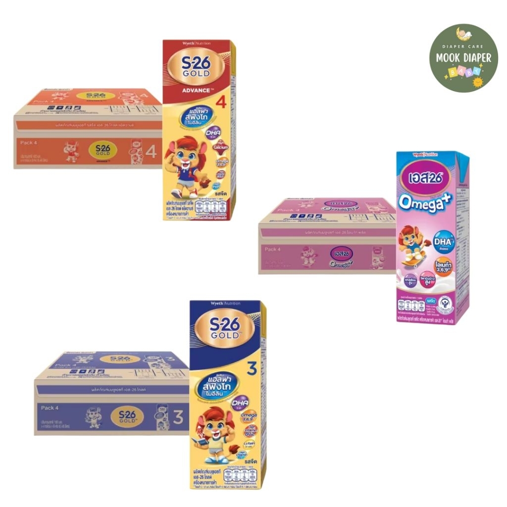 (เลือกสูตรด้านใน) S-26 นมกล่อง เอส 26 ยูเอชที สูตร 3 ,4 (ยกลัง36 กล่อง)