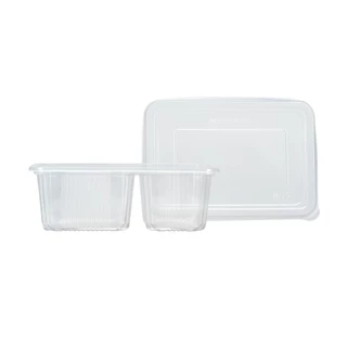 [ยกลัง] กล่องพลาสติก ฟู้ดเกรด ขนาด 750ml. 2 ช่อง กล่องพร้อมฝาสีใส เข้าไมโครเวฟได้ กล่องใส่อาหาร [300ชุด] Greenpacks