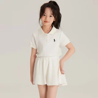 PRINCESS KESLI ชุดสูทเด็กผู้หญิงแฟชั่น ชุดเด็กผู้หญิงสไตล์เกาหลี เสื้อโปโล+กระโปรงสั้น วันแม่ 2-11 ปี