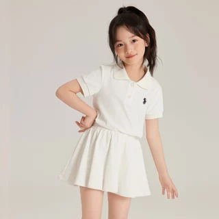 PRINCESS KESLI ชุดสูทเด็กผู้หญิงแฟชั่น ชุดเด็กผู้หญิงสไตล์เกาหลี เสื้อโปโล+กระโปรงสั้น วันแม่ 2-11 ปี