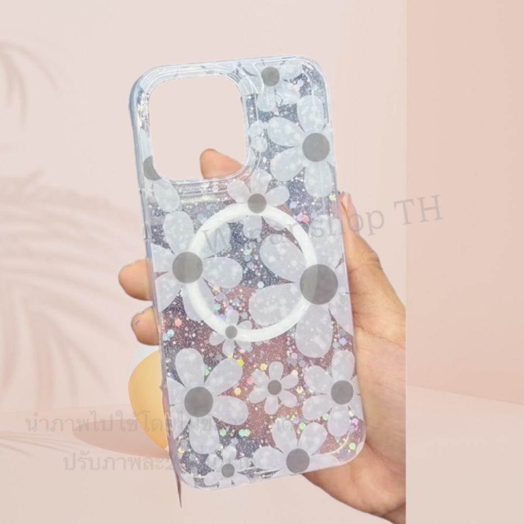 ส่งจากไทย เร็ว1-2วัน เคสดอกไม้ เคส แม่เหล็ก ชาร์ได้ สำหรับ iPhone  i11 i12 i13 i14 i15 i16 i16e - รูปที่ 5