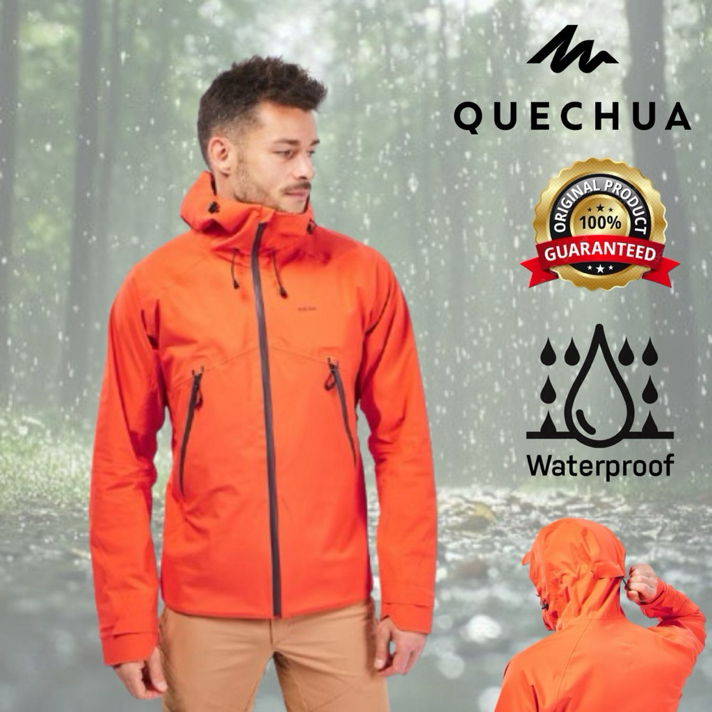 เสื้อแจ็คเก็ตกันฝน/กันน้ำสำหรับผู้ชาย รุ่น MH500 (สีส้ม) QUECHUA