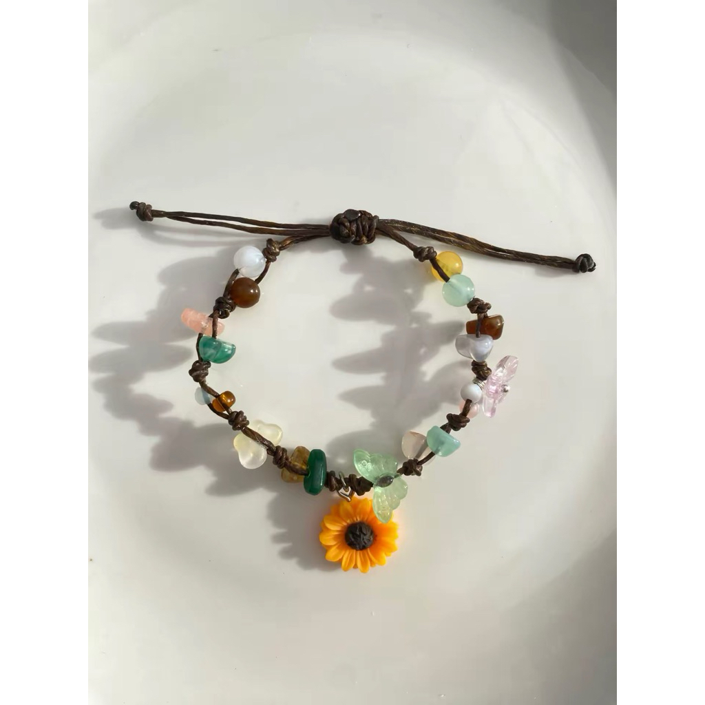 [Aozora_bead] กำไลเชือกเทียน ธีม+จี้ทานตะวัน