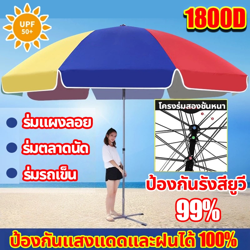 🔥ใช้ได้ 20 ปี🔥มชายหาด ร่มกันแ 2.2m กันลม กันแดด กันฝน เคลือบ1300D ดมีกัน UV มีผ้าใบกันน้ำแบบหนา ติดตั้งง่าย ร่มสนาม