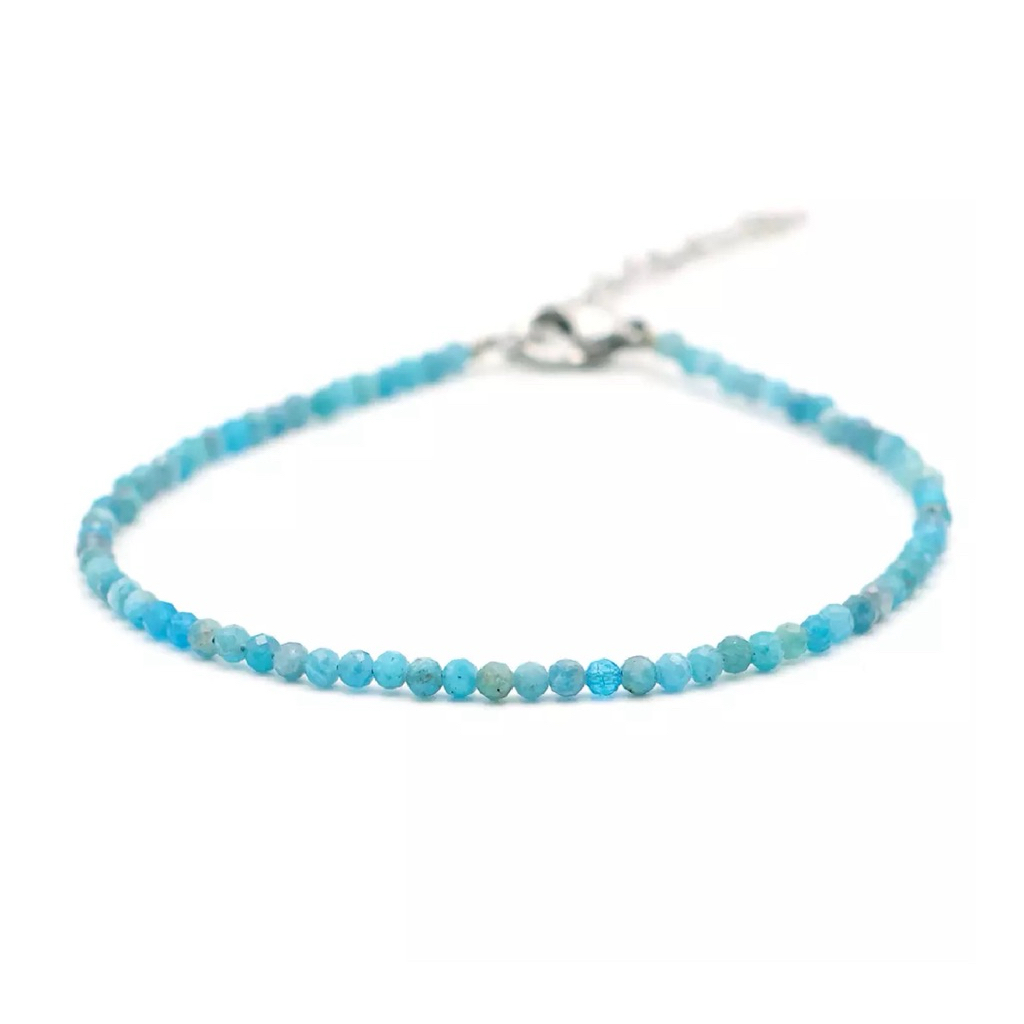 beautiful natural top quality 2 mm blue apatite beaded bracelet 🩵🩵