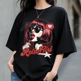 molisa เสื้อผู้หญิง Printed T shirt cotton100% เสื้อยืดแฟชั่…