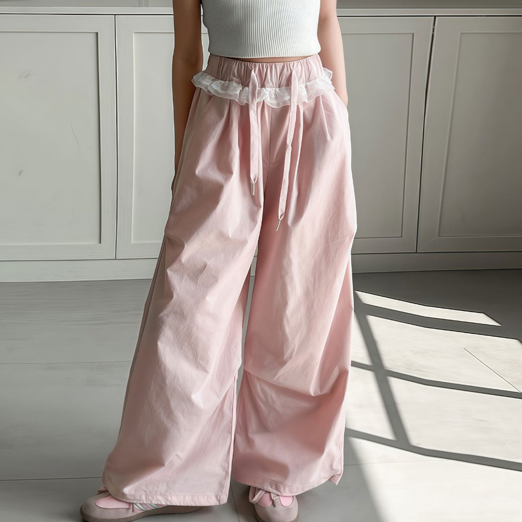 2-16 ปี แฟชั่น สไตล์เกาหลี กางเกงคาร์โก้เด็กผู้หญิง กางเกงขายาวลําลอง กางเกงขากว้าง มีเชือกผูกที่เอว - รูปที่ 4