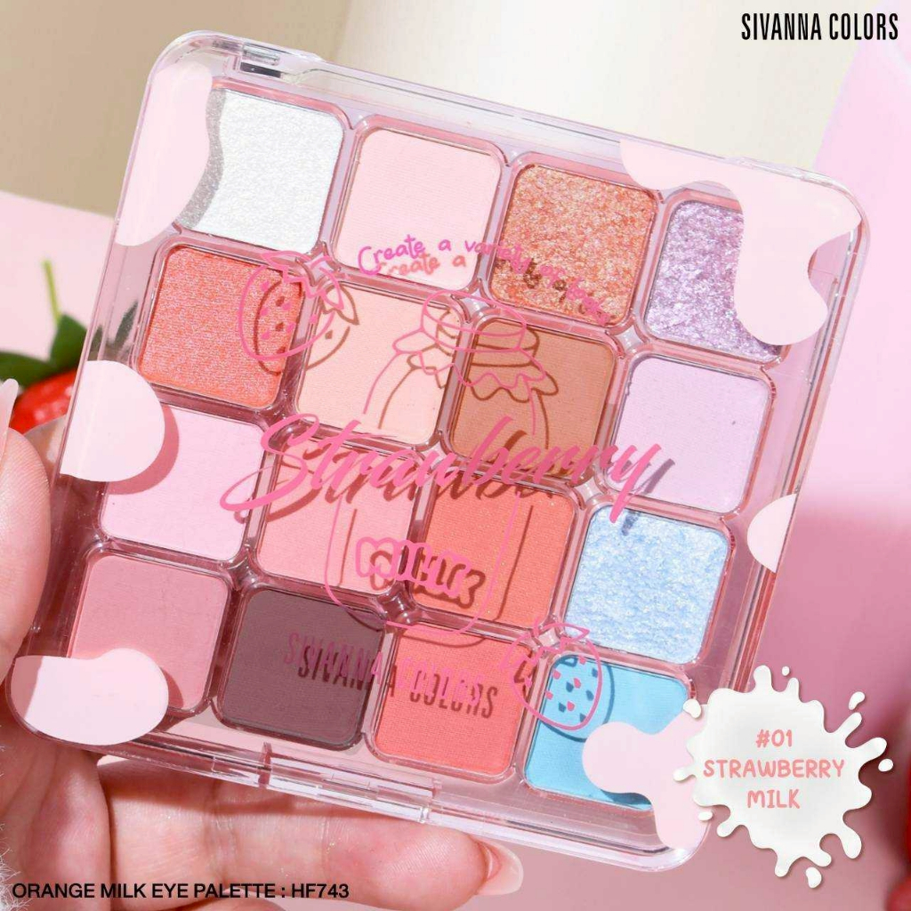 HF743 ชีเวนน่า คัลเลอร์ส ออเรนจ์ มิลค์ อาย พาเลทท์ 16 สีในตลับเตียว