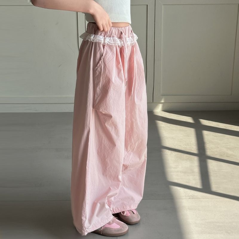 2-16 ปี แฟชั่น สไตล์เกาหลี กางเกงคาร์โก้เด็กผู้หญิง กางเกงขายาวลําลอง กางเกงขากว้าง มีเชือกผูกที่เอว - รูปที่ 7