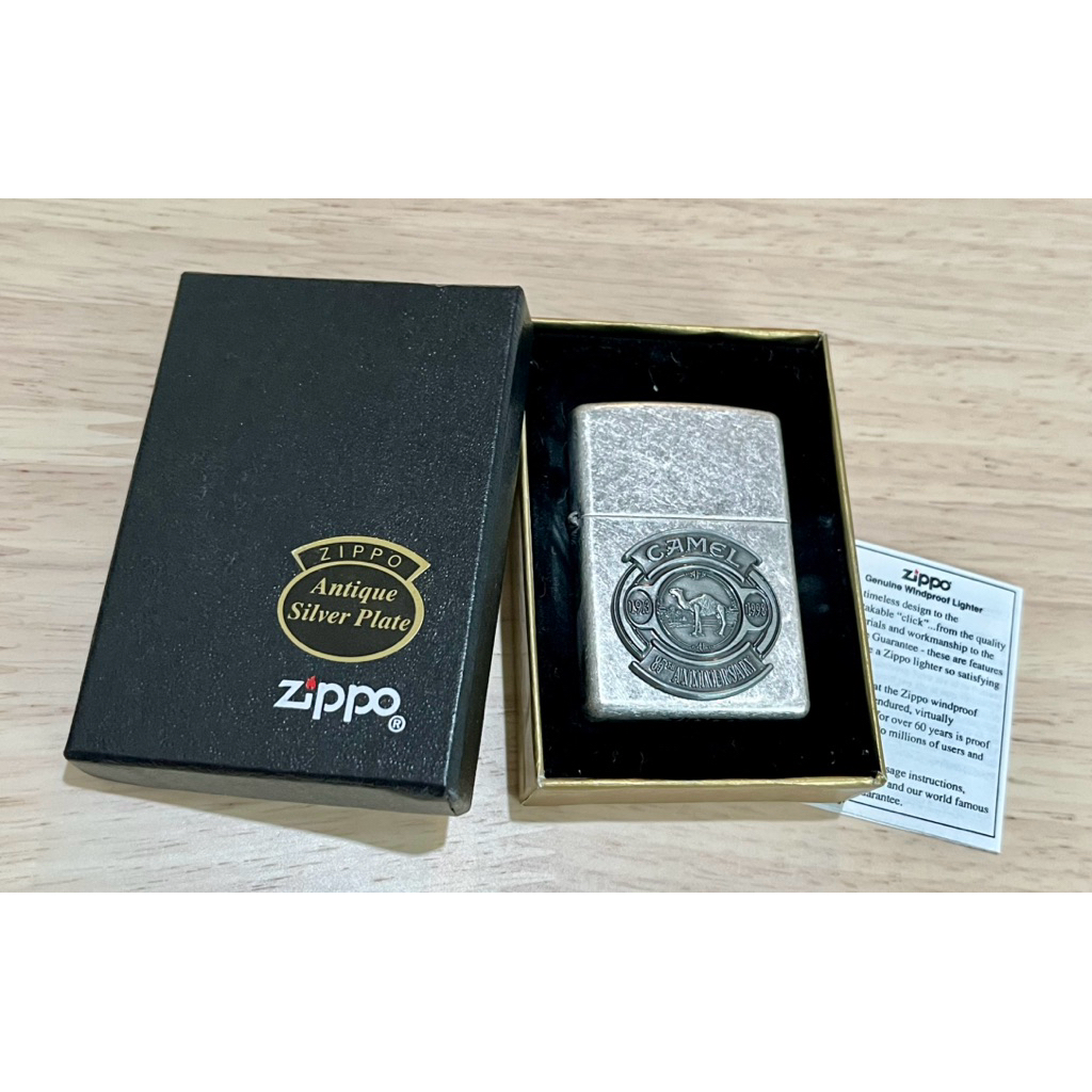 ZIPPO CAMEL 85TH ANNIVERSARY ANTIQUE SILVER PLATE 1998 ของแท้