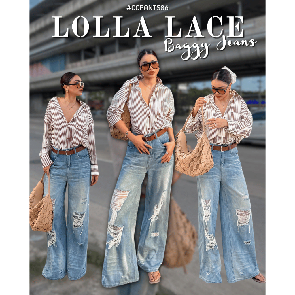 Chuuclothing Lolla lace baggy jeans [พร้อมส่ง S M L XL] เก็บโค้ดหน้ากิจกรรม