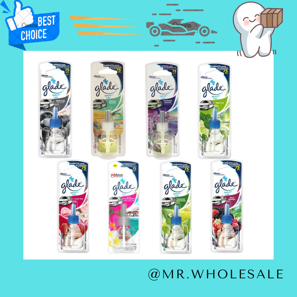 Glade sport รีฟิล ผลิตภัณฑ์ปรับอากาศ ในรถยนต์ 7 มล.