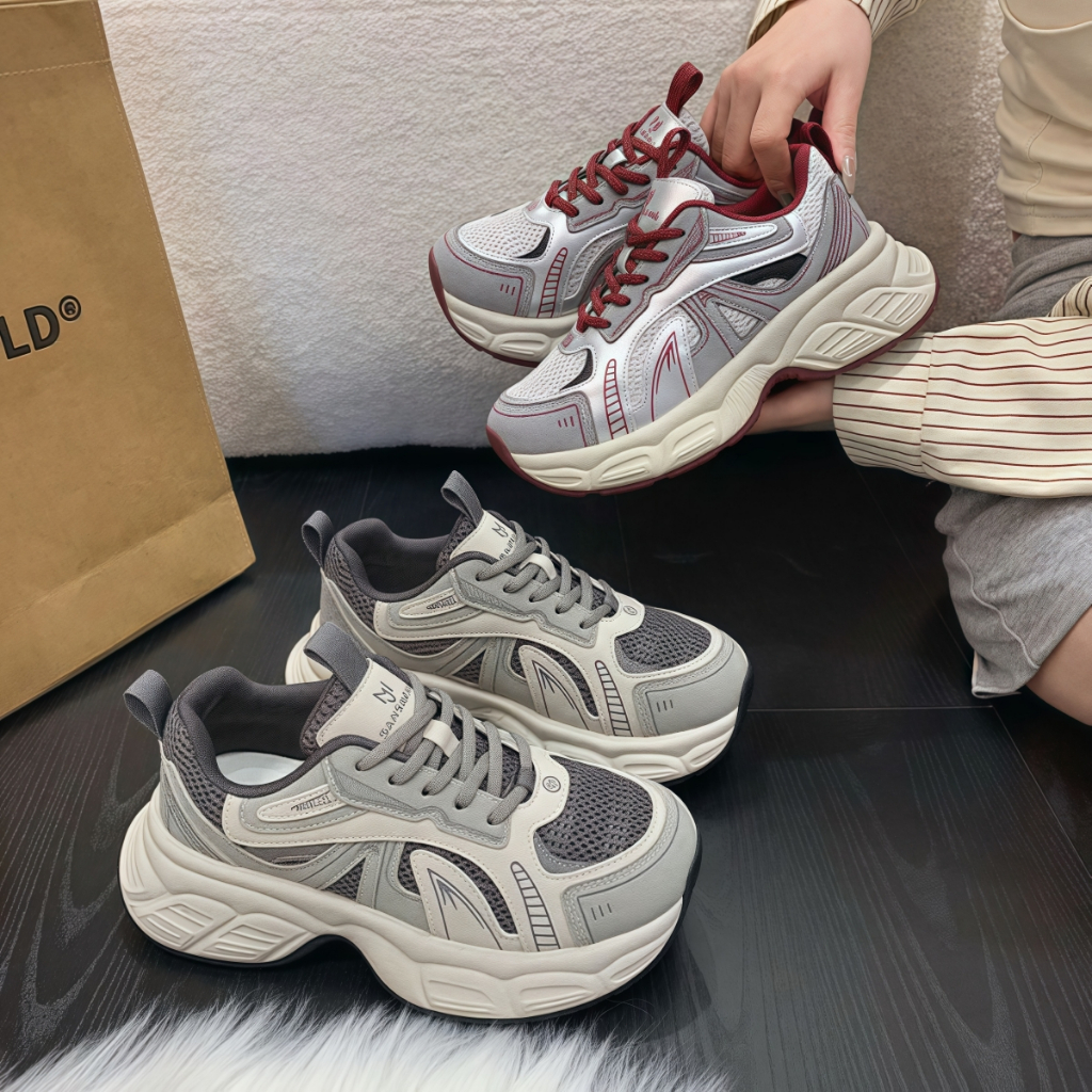 สไตล์แฟชั่น ระบายอากาศได้รองเท้าผ้าใบ รองเท้าผ้าใบลำลองผู้หญิง พื้นหนากันลื่น วัสดุเกรดดี ใส่สวยๆ - รูปที่ 5