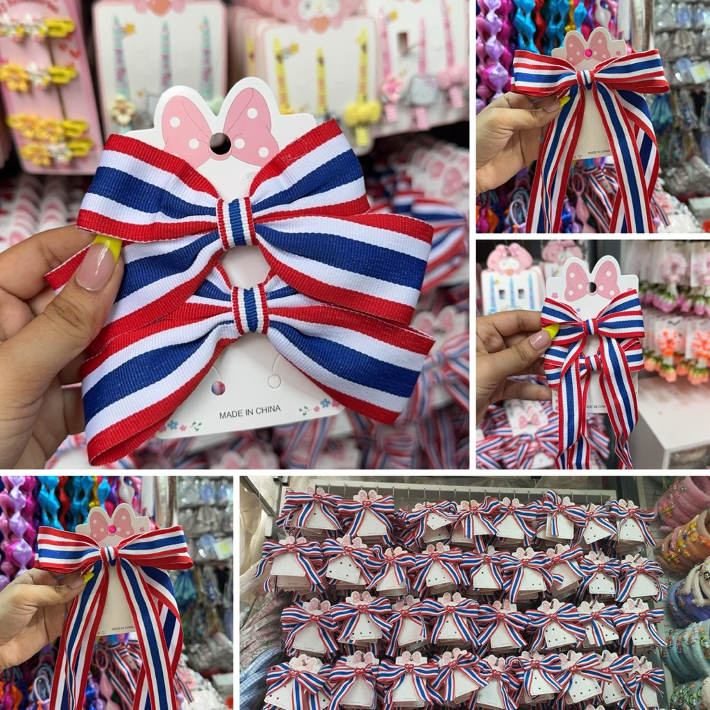 กิ๊ฟติดผมโบว์ติดผมลายธงชาติไทย 🇹🇭
