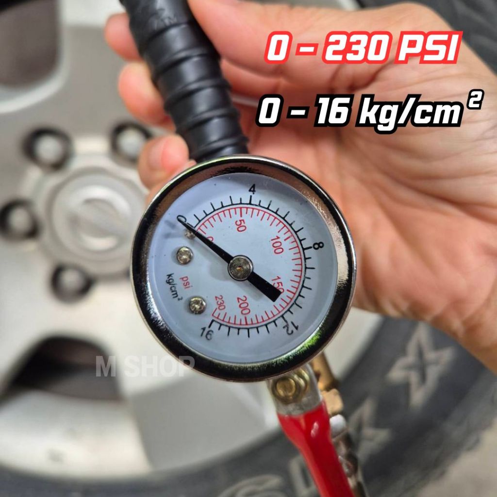 หัวเติมลมยางแบบยาว มีวาวล์เปิดปิด มีเกจวัดในตัว สำหรับเติมรถทั่วไป - รูปที่ 2