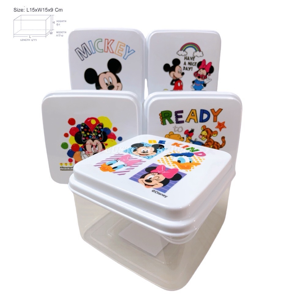 กล่องพลาสติกลายการ์ตูนน่ารัก สุ่มลาย 15x15x9 ซม. กล่องอาหาร ผักและผลไม้ - HIPPOPO