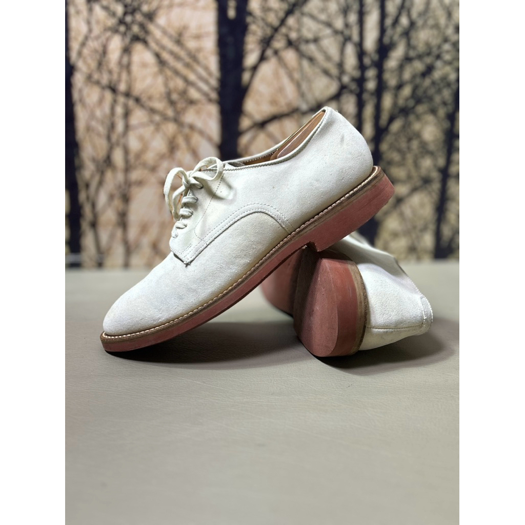 alden white cream suede derby shoes usa (used)