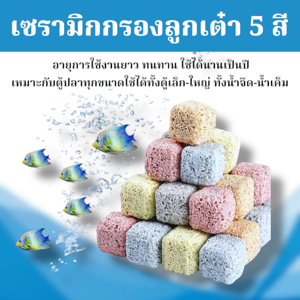 พร้อมส่ง✅ วัสดุกรองตู้ปลาเซรามิกริงค์เต๋า5สี(คละสี)