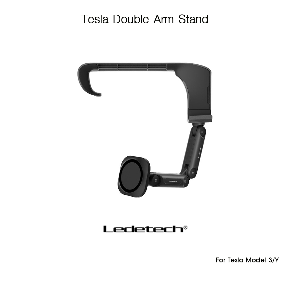 LEDETECH Tesla Double-Arm Stand แท่นยึดSmartphoneในรถยนต์พร้อมที่ชาร์จไร้สาย สำหรับ Tesla Model 3/Y
