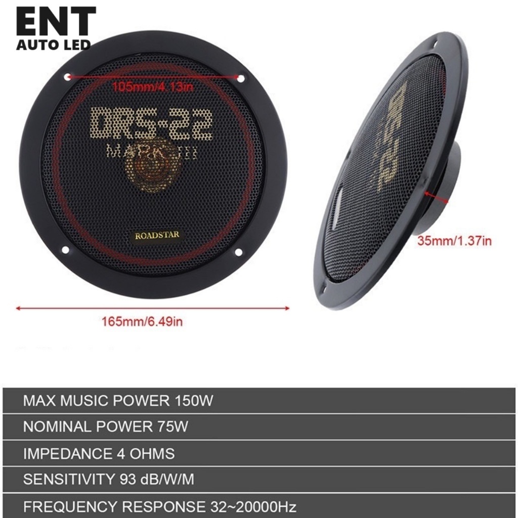 ลำโพง 6.5 นิ้ว DRS-22 พลังเสียงสูงสุด150w หน้ากว้าง 160 mm INPUT 150 W MAX 1 ดุ่ - รูปที่ 2