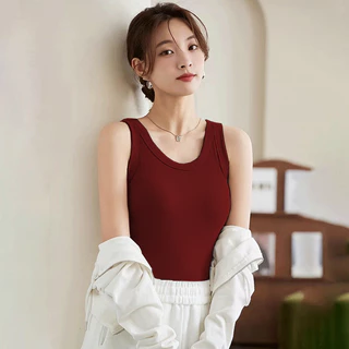 เสื้อกล้ามมีบราในตัว เสื้อกล้ามลำลอง สีเบสิก สีพื้นเปิดไหล่ สำหรับสตรี นุ่มและใส่สบาย มีสีให้เลือก15 สี ใส่ได้หลายแนว