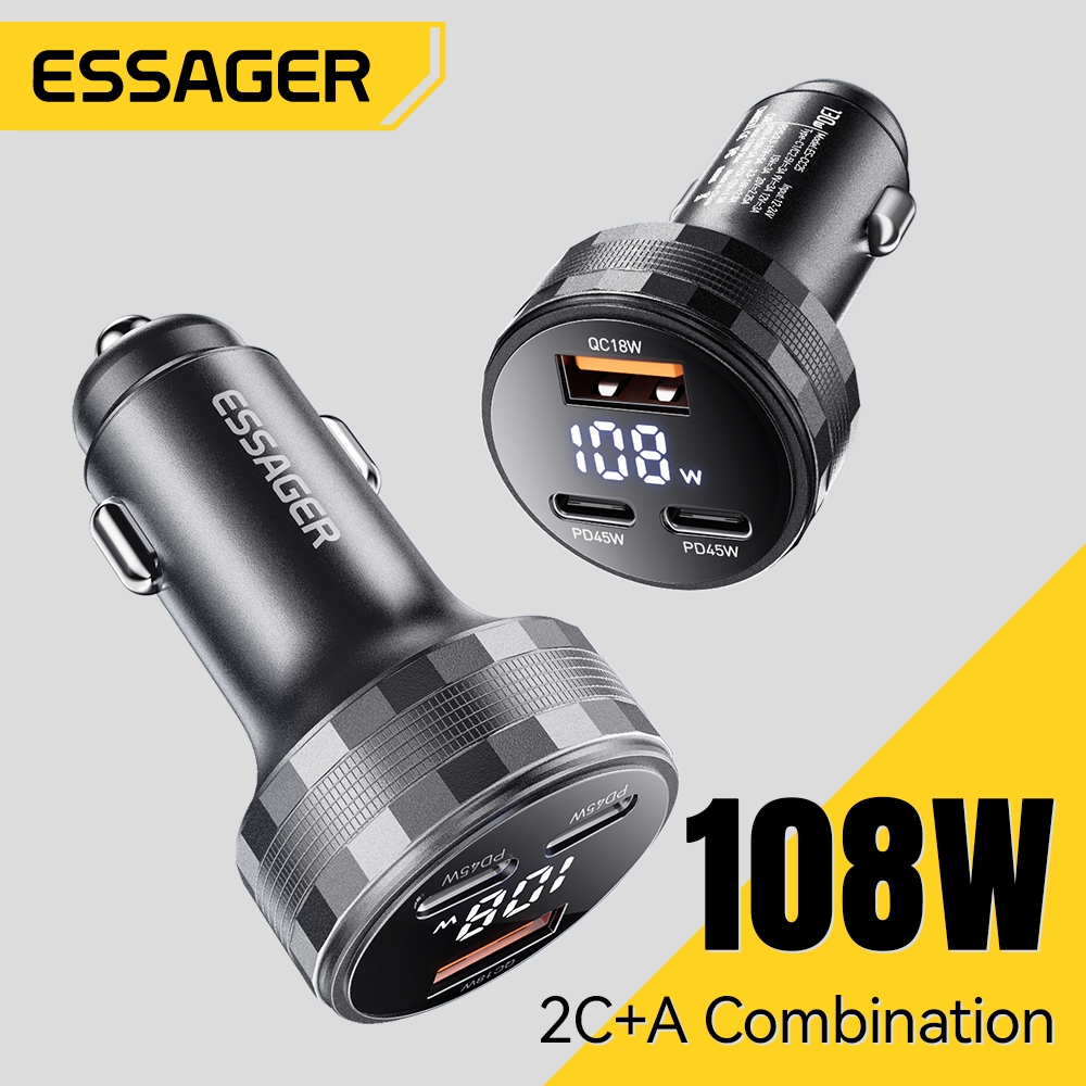 Essager 108W 2C+A ที่ชาร์จในรถยนต์แบบจอแสดงผลดิจิตอล