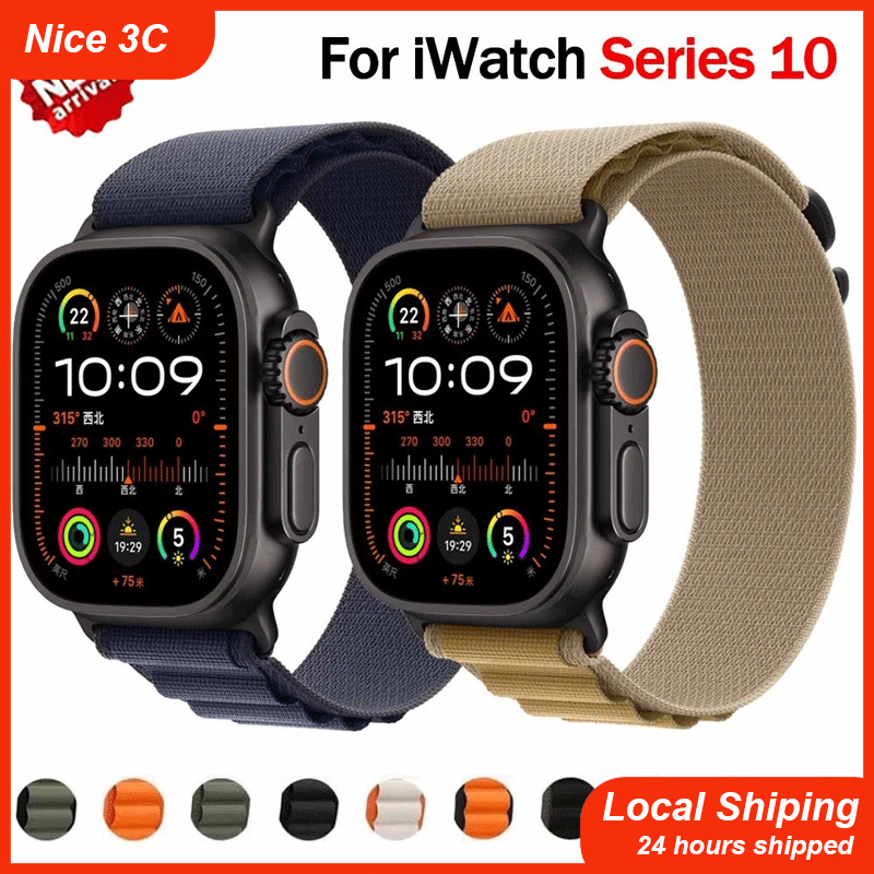 สายไนลอนที่ใช้ได้กับ iWatch Series 10 46mm 42mm ultra321 49mm และ iwatch 987 45mm 41mm