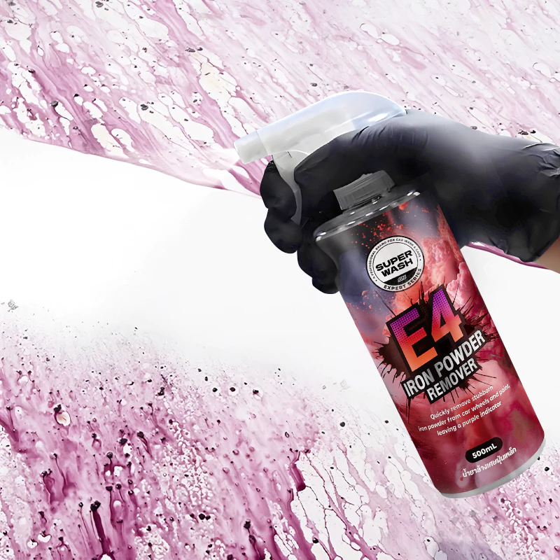 SUPER WASH E4 น้ำยาขจัดผงเหล็กและคราบน้ำฝังแน่น ใช้ได้กับทุกสีรถ สเปรย์ล้างรถ 500ml thumbnail 7