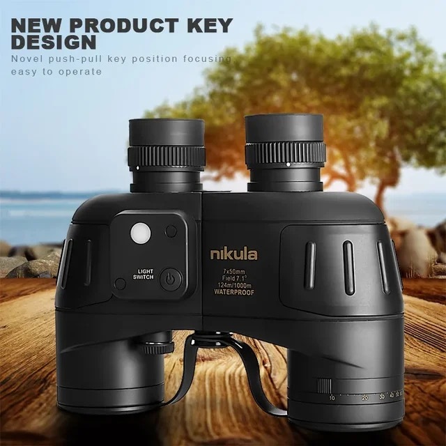 2025 NIKULA 7x50 กล้องส่องทางไกล IP7 กันน้ํา Bak-4 Bino พร้อม Rangefinder และเข็มทิศ