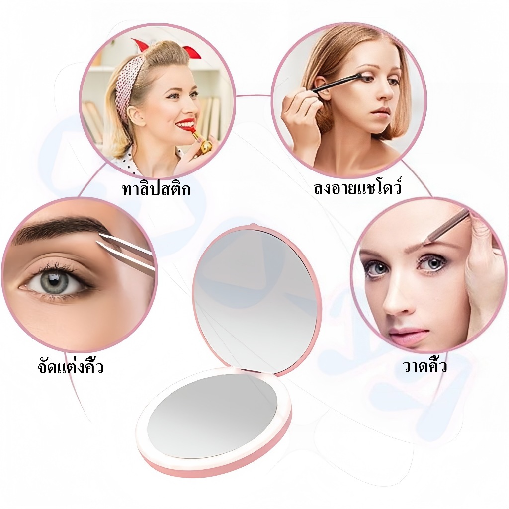 กระจกแต่งหน้า LED พกพา ไฟสว่าง ชาร์จUSB mini แบบพกพา พับได้  กระจกเล็ก ​Pocket LED Mirror เดินทาง ราคา ถูกที่สุด ดีลบีเคเค แกลเลอรีภาพที่ 5