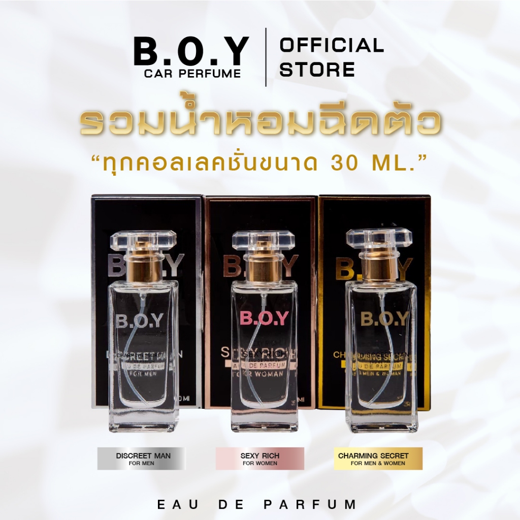 นํ้าหอมฉีดกาย นํ้าหอมตัวบอยสติ๊กเกอร์ B.O.Y ขนาด30ml กลิ่นหอมสดชื่น ใช้ได้ทุกวัน ติดทนนาน unisex